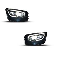 Μπροστινά Φανάρια Set Για Mercedes-Benz GLC C253/X253 Upgrade Σε Facelift Look 20210-2021 Μαύρα Full Led DRL Με Μοτέρ Carner