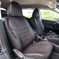 Καλύμματα Αυτοκινήτου Otom Custom Fit Για Nissan Qashqai J11 2014-2021 Sued / Rachel / Δερματίνη Σετ Εμπρός / Πίσω 15 Τεμαχίων Μαύρο-Γκρι 47014_ΚV_LD