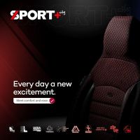 Καλύμματα Αυτοκινήτου Otom Sport Plus City Design Universal Βαμβακερό Ύφασμα / Rachel / Δερματίνη Σετ Εμπρός / Πίσω 11 Τεμαχίων  Με Ενσωματωμένα Προσκέφαλα Μαύρο Με Κόκκινο Κέντημα SPTPLS-102CTY