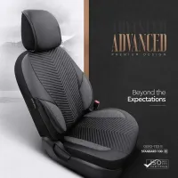 Καλύμματα Αυτοκινήτου Otom "Advanced Leather" Universal Δερματίνη / Λινό Ύφασμα Σετ Εμπρός / Πίσω 11 Τεμαχίων Μαύρο ADV-104