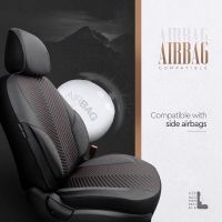 Καλύμματα Αυτοκινήτου Otom "Advanced Leather" Universal Δερματίνη / Λινό Ύφασμα Σετ Εμπρός / Πίσω 11 Τεμαχίων Μαύρο / Κόκκινο ΑDV-101