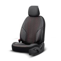 Καλύμματα Αυτοκινήτου Otom "Advanced Leather" Universal Δερματίνη / Λινό Ύφασμα Σετ Εμπρός / Πίσω 11 Τεμαχίων Μαύρο / Κόκκινο ΑDV-101