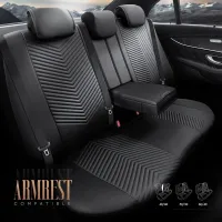 Καλύμματα Αυτοκινήτου Otom "Advanced Leather" Universal Δερματίνη / Λινό Ύφασμα Σετ Εμπρός / Πίσω 11 Τεμαχίων Μαύρο / Smoke ADV-103