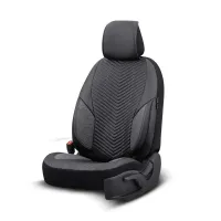 Καλύμματα Αυτοκινήτου Otom "Advanced Leather" Universal Δερματίνη / Λινό Ύφασμα Σετ Εμπρός / Πίσω 11 Τεμαχίων Μαύρο / Smoke ADV-103