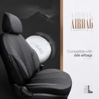 Καλύμματα Αυτοκινήτου Otom "Advanced Leather" Universal Δερματίνη / Λινό Ύφασμα Σετ Εμπρός / Πίσω 11 Τεμαχίων Μαύρο / Smoke ADV-103