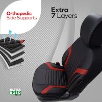 Καλύμματα Αυτοκινήτου Otom Coral Design Universal Full Δερματίνη Σετ Εμπρός / Πίσω 11 Τεμαχίων Μαύρο / Κόκκινο CRΑL-104