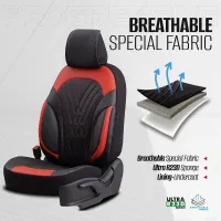 Καλύμματα Αυτοκινήτου Otom Progressive Design Universal Full Δερματίνη Σετ Εμπρός / Πίσω 11 Τεμαχίων Μαύρο / Κόκκινο PRG-104