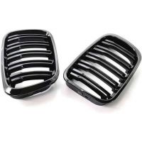Καρδιές Μάσκας Για Bmw 3 E46 99-01 Sedan/Touring/Compact M4 Look Με Διπλή Γρίλια Μαύρο Γυαλιστερό 2 Τεμάχια
