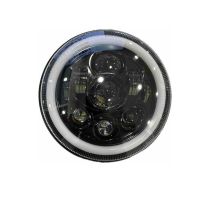 Μπροστινά Φανάρια Set Για Jeep Wrangler 96+ / Mercedes-Benz G-Class W463 / Hummer H1/H2 / Harley-Davidson Led Angel Eyes / DRL Projectors Μαύρα 7 led 2 Τεμάχια