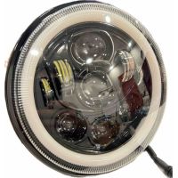 Μπροστινά Φανάρια Set Για Jeep Wrangler 96+ / Mercedes-Benz G-Class W463 / Hummer H1/H2 / Harley-Davidson Led Angel Eyes / DRL Projectors Μαύρα 7 led 2 Τεμάχια