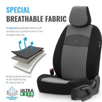 Καλύμματα Αυτοκινήτου Otom Smart Design Universal Ύφασμα / Δερματίνη Σετ Εμπρός / Πίσω 11 Τεμαχίων Μαύρο / Γκρι SLTSMT102-NZ