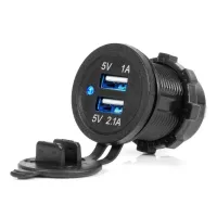 ΠΡΙΖΑ ΜΕ 2 ΘΥΡΕΣ USB ΚΑΙ ΚΑΠΑΚΙ ΜΑΥΡΗ 12/24V 3.1A ΑΔΙΑΒΡΟΧΗ ΜΕ ΜΠΛΕ LED ΦΩΣ ΕΝΔΕΙΞΗΣ  AMIO - 1 ΤΕΜ.
