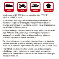 Βούρτσες - Πινέλα Καθαρισμού Detailing Pro Feral Κόκκινα Με Προσαρμογέα Γωνίας Σετ 3 Τεμάχια