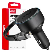 ΦΟΡΤΙΣΤΗΣ ΑΝΑΠΤΗΡΑ 12/24V ΜΕ 1ΘΥΡΑ USB-C 60W ΤΑΧΕΙΑΣ ΦΟΡΤΙΣΗΣ ΜΕ ΕΝΣΩΜΑΤΩΜΕΝΟ ΚΑΛΩΔΙΟ USB C+APPLE LIGHTING ΑΜΙΟ - 1 Τεμ.