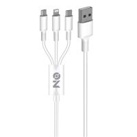 Καλώδιο Φόρτισης USB 3 Σε 1 Για Lightning Micro Type-c Λευκό 120cm ON Mobile Accessories 1 Τεμάχιο