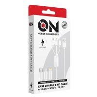 Καλώδιο Φόρτισης USB 3 Σε 1 Για Lightning Micro Type-c Λευκό 120cm ON Mobile Accessories 1 Τεμάχιο