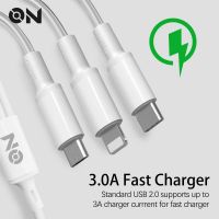 Καλώδιο Φόρτισης USB 3 Σε 1 Για Lightning Micro Type-c Λευκό 120cm ON Mobile Accessories 1 Τεμάχιο