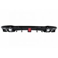 Diffuser Πίσω Προφυλακτήρα Για Mercedes-Benz E-Class W213 16-19 Με Amg Line Προφυλακτήρα Μαύρο Brabus Look Με Μαύρες Μπούκες
