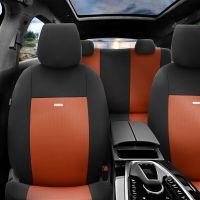 Καλύμματα Αυτοκινήτου Otom Flex Design Universal Βαμβακερό Ύφασμα Rachel Σετ Εμπρός / Πίσω 10 Τεμαχίων Μαύρο / Καμηλό FLX-106