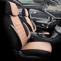 Καλύμματα Αυτοκινήτου Otom Pro Design Universal Βαμβακερό Ύφασμα Rachel / Δερματίνη Σετ Εμπρός / Πίσω 11 Τεμαχίων Μαύρο / Μπεζ PRO-103