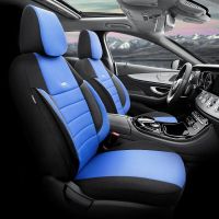Καλύμματα Αυτοκινήτου Otom Pro Design Universal Βαμβακερό Ύφασμα Rachel / Δερματίνη Σετ Εμπρός / Πίσω 11 Τεμαχίων Μαύρο / Μπλε PRO-107