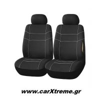 Κάλυμμα Καθίσματος Front Pair Cover Plus 4 Polyester - Piping Μαύρο/Γκρι 6 τεμ