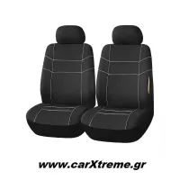 Κάλυμμα Καθίσματος Front Pair Cover Plus 4 Polyester - Piping Μαύρο/Γκρι 6 τεμ