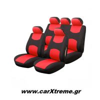 Κάλυμμα Καθίσματος Cover Plus 1 Full Set 11 τεμ Polyester Μαύρο/Κόκκινο