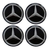 MERCEDES ΑΥΤΟΚΟΛΛΗΤΑ ΣΗΜΑΤΑ ΖΑΝΤΩΝ 5,5 cm ΜΑΥΡO/ΧΡΩΜΙΟ ΜΕ ΕΠΙΚΑΛΥΨΗ ΣΜΑΛΤΟΥ  - 4 ΤΕΜ.