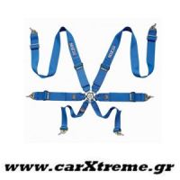 Ζώνη Racing 6 Point Ηarness Μπλε με Ρυθμιστή Αλουμινίου Sparcο