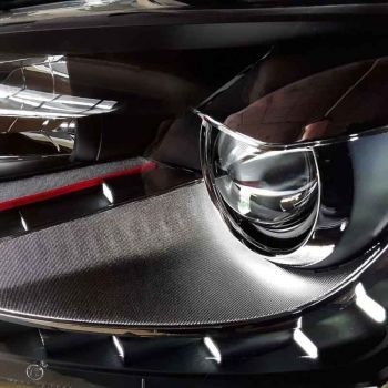 Μπροστινά Φανάρια Set Για Vw Polo 6R/ 6C 09-17 DRL GTI R-Look Μαύρα Με Κόκκινη Γραμμή H7/H7 Με Μοτέρ Carner