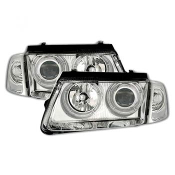 Μπροστινά Φανάρια Set Για Vw Passat 3B 96-00 Angel Eyes Χρωμίου H7/H7 Depo