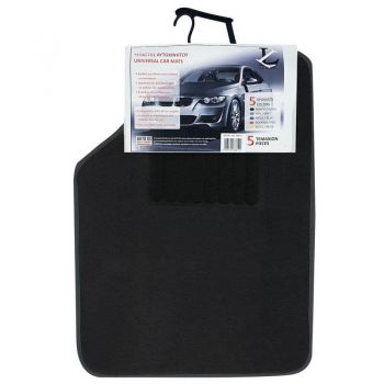 Πατάκια Αυτοκινήτου Universal Μοκέτα Luxury Μαύρο 5 Τεμάχια