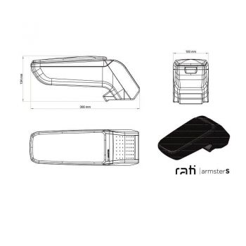 Κονσόλα Χειροφρένου Τεμπέλης Armster S Για Skoda Octavia Mk1 1997-2009 Μαύρο Χρώμα