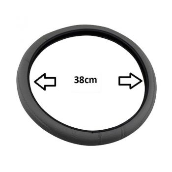 Κάλυμμα Τιμονιού Αυτοκινήτου Δερματίνη Με Γαζιά Γκρι Medium 38cm