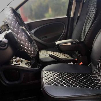 Κάλυμμα Τιμονιού Φορτηγού Δερματίνη Elegant Μαύρο Με Γκρι Ραφή XX-Large 45cm