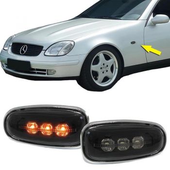 Πλαϊνά Φλας Φτερού Για Mercedes-Benz C W202 96-01 / CLK W208 97-02 / E W124 93-95 / W210 95-03 / SLK R170 96-04 / Vito W638 96-03 / Sprinter W901-W905 95-06 /  VW LT 98-06 Led Φιμέ 2 Τεμάχια