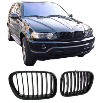 Καρδιές Μάσκας Για Bmw X5 E53 99-03 Μαύρο Γυαλιστερό 2 Τεμάχια