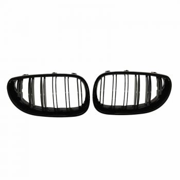 Καρδιές Μάσκας Για Bmw 5 E60 03-11 M4 Look Με Διπλή Γρίλια Μαύρο Γυαλιστερό 2 Τεμάχια