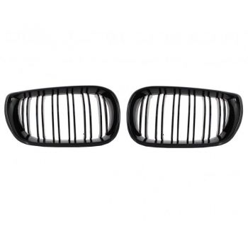 Καρδιές Μάσκας Για Bmw 3 E46 02-05 Sedan/Touring  M4 Look Με Διπλή Γρίλια Μαύρο Γυαλιστερό 2 Τεμάχια