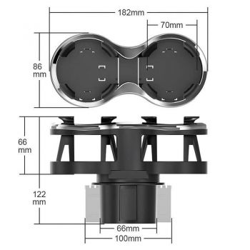 Ποτηροθήκη Διπλή Με Περιστρεφόμενη Βάση Μαύρη Νίκελ 22525