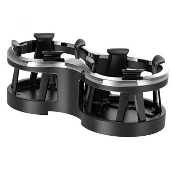 Ποτηροθήκη Διπλή Με Περιστρεφόμενη Βάση Μαύρη Νίκελ 22525