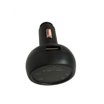 Βολτόμετρο - Θερμόμετρο Και Φορτιστής Usb Αυτοκινήτου Κόκκινα Και Μπλε Νούμερα 99103
