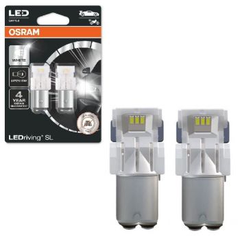 Λάμπες Led P21/5W Διπολικές BAY15D 12volt 1.7 watt Λευκές  White 7528DWP-02B 2 Τεμάχια