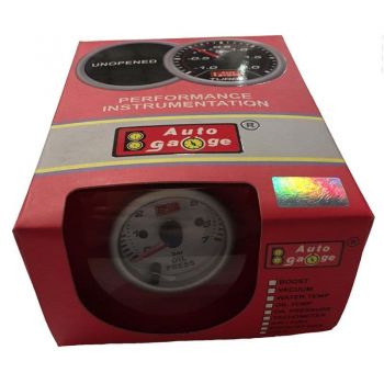 Όργανο Πίεσης Λαδιού Auto Gauge Λευκό 52mm Με 7 Χρώματα