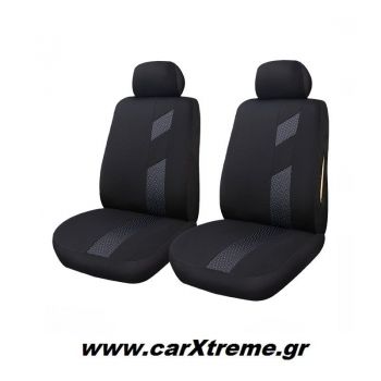 Κάλυμμα Καθίσματος Front Pair Cover Plus 6 Polyester - Jacquard Μαύρο/Γκρι 6 τεμ