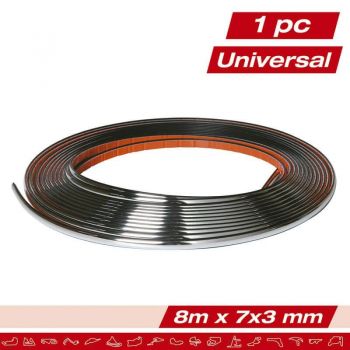Διακοσμητικό Τριμ Χρωμίου "Racesport" 8 μέτρα χ 7mm χ 3mm Πάχος