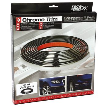 Διακοσμητικό Τριμ Χρωμίου "Racesport" 8 μέτρα χ 7mm χ 3mm Πάχος