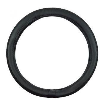 Κάλυμμα Τιμονιού Αυτοκινήτου Δερματίνη Soft Μαύρο Με Μαύρη Ραφή Medium 38cm