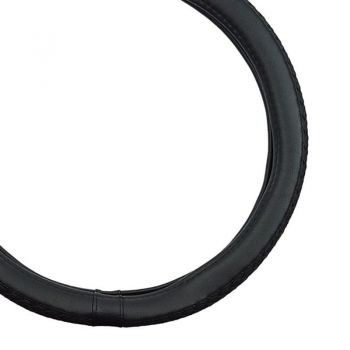 Κάλυμμα Τιμονιού Αυτοκινήτου Δερματίνη Soft Μαύρο Με Μαύρη Ραφή Medium 38cm